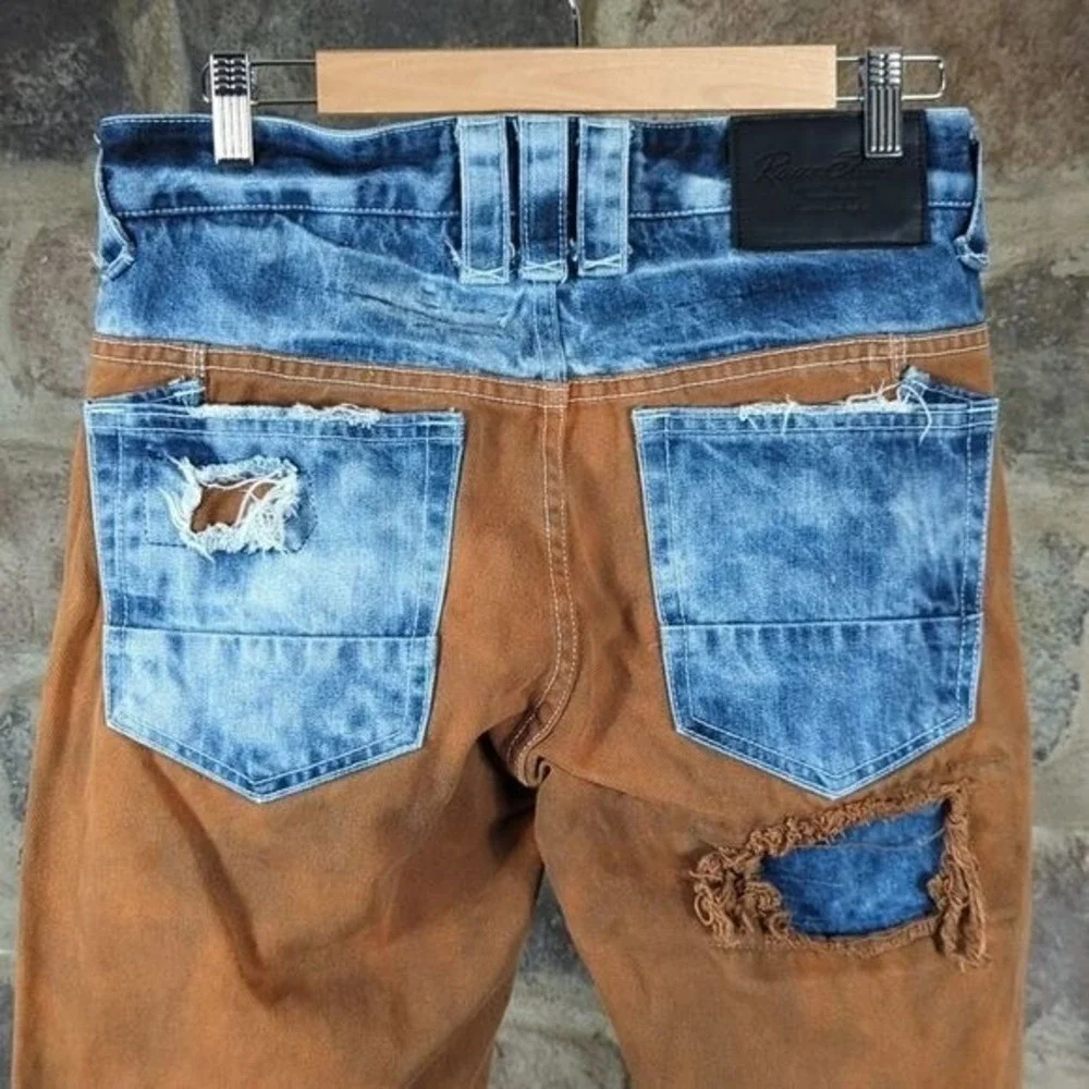 Roar Jeans Rage of a Rebellion Mens 30 Distressed Two Tone Acid Wash Shorts Blue